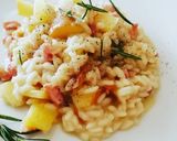 A picture of step 7 of Risotto with Fuji Apples, Crispy Bacon, and Rosemary.
