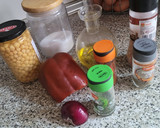 Foto del paso 1 de la receta: Hamburguesa de Garbanzos especiados, cebolla y pimiento rojo