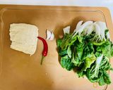 奶油小白菜炒豆皮的食譜步驟1照片