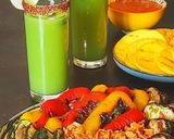 A picture of step 9 of Vegetarian Grill with Mint Salsa Verde, Enchilada Sauce, and Agua de Pepino.