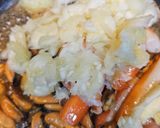 Foto del paso 4 de la receta Calabacín relleno de crema de mejillones y gambas