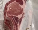 A picture of step 1 of Tonkatsu (Japanese style fried pork cutlet).
