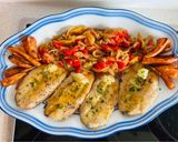 Foto del paso 5 de la receta: Filetes de caballa y boniato al horno con verduritas pochadas