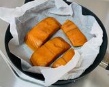 A picture of step 3 of “Baked” mirin salmon in frying Pan.