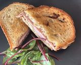A picture of step 3 of Croque Monsieur with a simple side salad. And a croque madame for the ladies.
