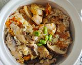 A picture of step 2 of Pumpkin, Mushroom, and Chicken Rice (Rice Cooker Recipe).