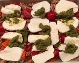 A picture of step 5 of Haloumi, pesto and autumn veg pasta.