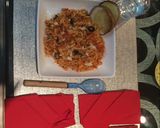 A picture of step 7 of Red Sauce pasta.
