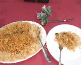 A picture of step 2 of American chop suey with fried rice.