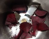 A picture of step 2 of Red Velvet Dhokla with Pink Chutney.
