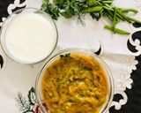 A picture of step 3 of Guvar curd sabji.