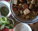 A picture of step 2 of Almond n basil chutney with pulao.