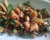A picture of step 3 of Chikoo+dry fruits chat.