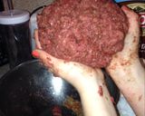A picture of step 2 of Moms meatloaf.