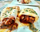 Foto del paso 8 de la receta Calamar relleno de gambón y castañas con reducción al brandy