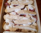 Une image de l'étape 4 de Gratin aux saucisses fumées et reblochon.