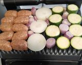 A picture of step 3 of Spicy Italian Sausages with Grilled Vegetables.