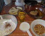 A picture of step 1 of Banana Sponge Cake with nuts #myspecialeastercontest.