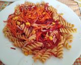 Foto del paso 8 de la receta: Ensalada de Pasta de Lentejas, Maíz Dulce, Zanahorias, Remolacha y Ensalada China, Aliñar a tu Gusto