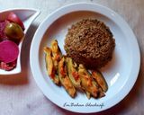 A picture of step 2 of Mujadara with Pickled Baby Eggplant.
