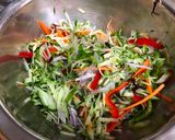 A picture of step 5 of Colorful Vegetable Salad with Fried Chicken and Poached Egg.