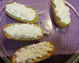 A picture of step 2 of Toasts with Cottage Cheese, Cherry Tomatoes, Guacamole, and More.