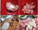A picture of step 3 of Chinese Water Chestnut Mushroom Pork Patties 煎肉餅.