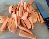 A picture of step 1 of Sweet Potato Chips with Pesto.