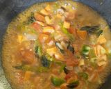 A picture of step 1 of Spicy maggie with lots of veggies.