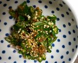 A picture of step 3 of Okra soy sauce salad.
