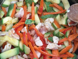 Verdura salteada con Pollo y Arroz🥕🥦🍲