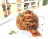 A picture of step 3 of Kimchi Fried Rice.