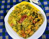 A picture of step 4 of Moong dal and Onion Leaves Curry.