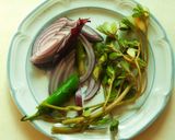 A picture of step 2 of Pulicha keerai koottu (Paruppu keerai in Tamil, Kulfa Ka Saag in Hindi, Purslane in English).