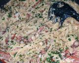 A picture of step 11 of Chicken and Chorizo Carbonara.
