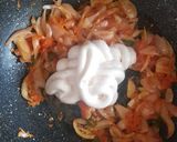 A picture of step 4 of Mayo pasta.