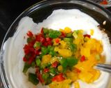 A picture of step 3 of Mexican yogurt dip.