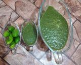 A picture of step 2 of Hari chutney.