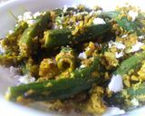 A picture of step 6 of Bhindi Sambhariya.