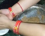 A picture of step 5 of Singhare Ke Ladoo(water chestnuts).