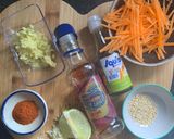A picture of step 1 of Auntie Eiko’s inspired kimchi 🌶🥬.