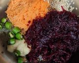 A picture of step 2 of Beet Heart Sandwiches.