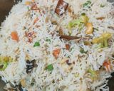A picture of step 9 of Navratan pulao 🥰.