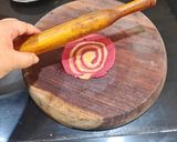 A picture of step 6 of Pinwheel Beetroot Pulp Poori.