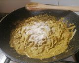 A picture of step 4 of Tagliatelle with Basil Pesto, Garden Vegetables, and Almonds.