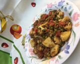 A picture of step 6 of Qeema with mix veg.