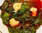 Hình bước làm 3 của món Canh rau dền đỏ nấu tôm