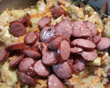 A picture of step 5 of Cucuzza and Sausage.
