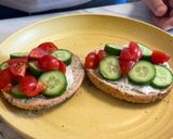 A picture of step 6 of Bagel with Tomato and Cucumber🥯🥒🍅.