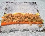 A picture of step 2 of Pork Floss Nori Sushi Rolls.